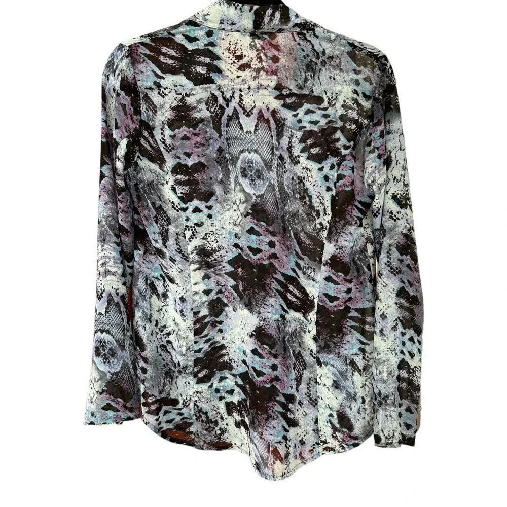 Cabi Women's Blue Python Snake Print Blouse Style… - image 7